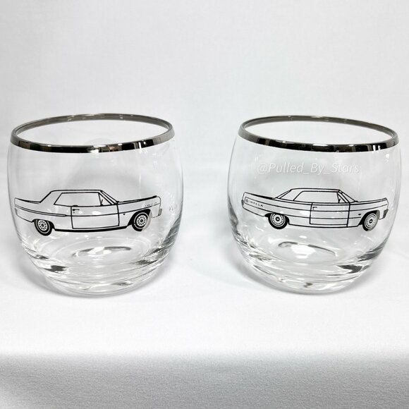 Vintage 1960s American Cut Crystal Chevrolet Automobile Glassware Set of 6 - GUC - Picture 7 of 16